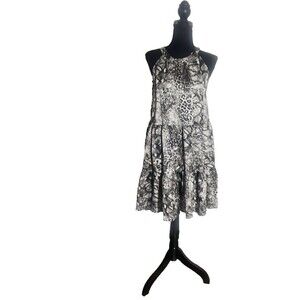 Hayden Los Angeles High Neck Animal Print Trapeze Tiered Midi Dress Breezy Flowy